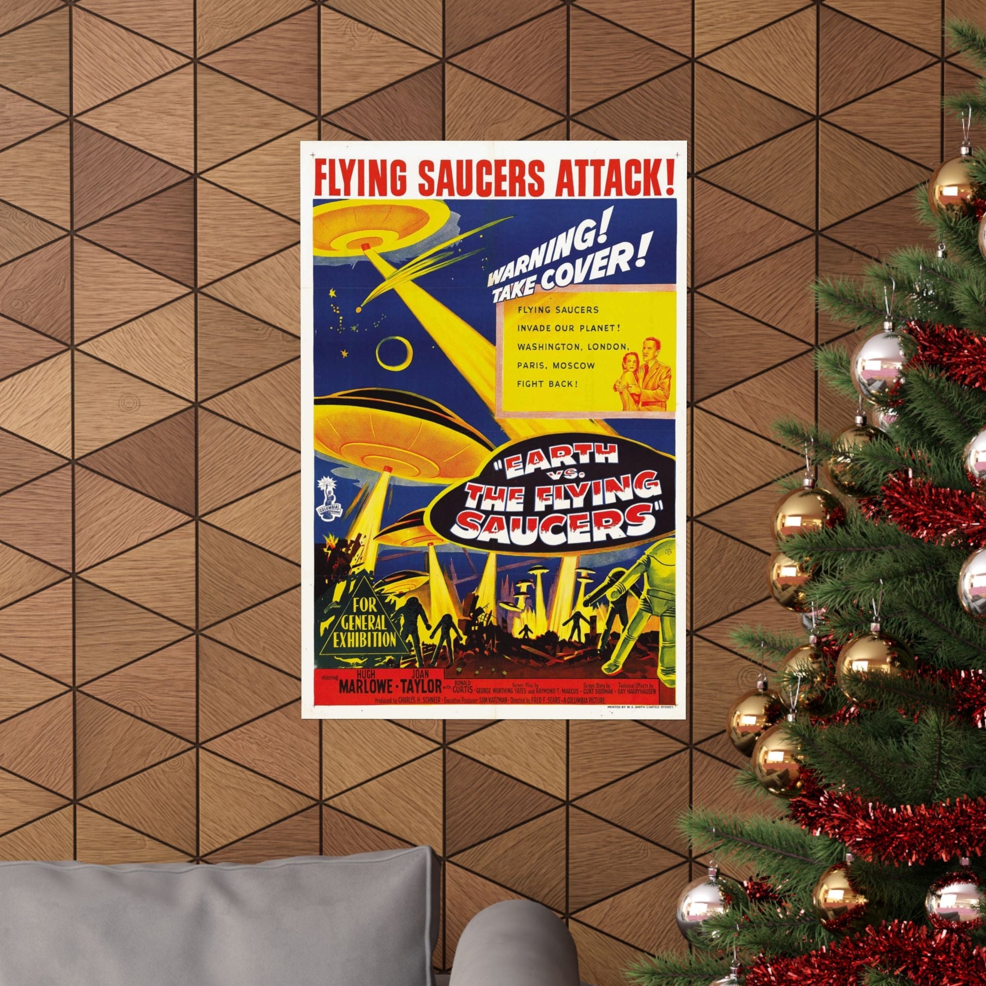 EARTH VS THE FLYING SAUCERS 1956 - Paper Movie Poster-The Sticker Space