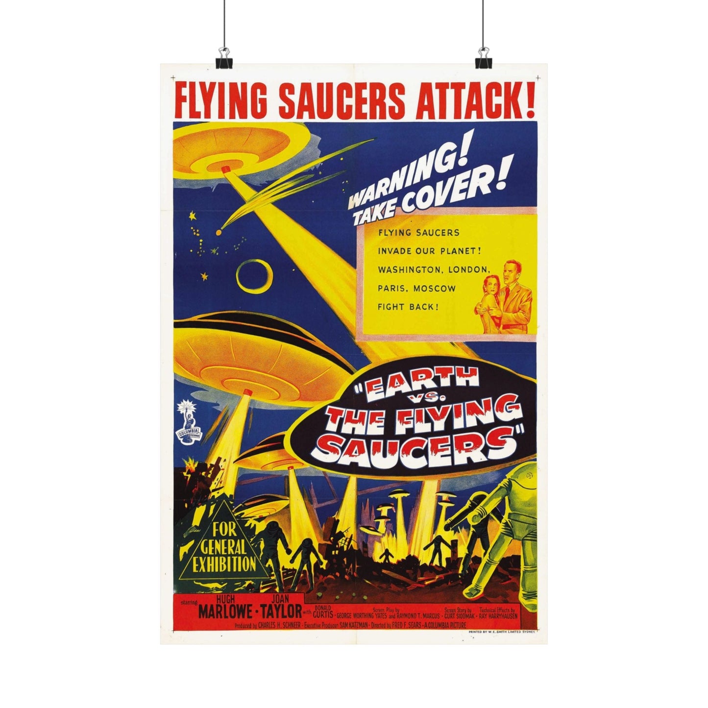 EARTH VS THE FLYING SAUCERS 1956 - Paper Movie Poster-16″ x 24″-The Sticker Space