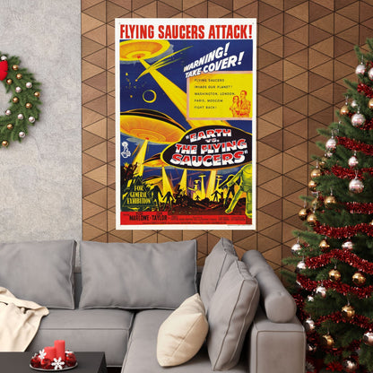 EARTH VS THE FLYING SAUCERS 1956 - Paper Movie Poster-The Sticker Space