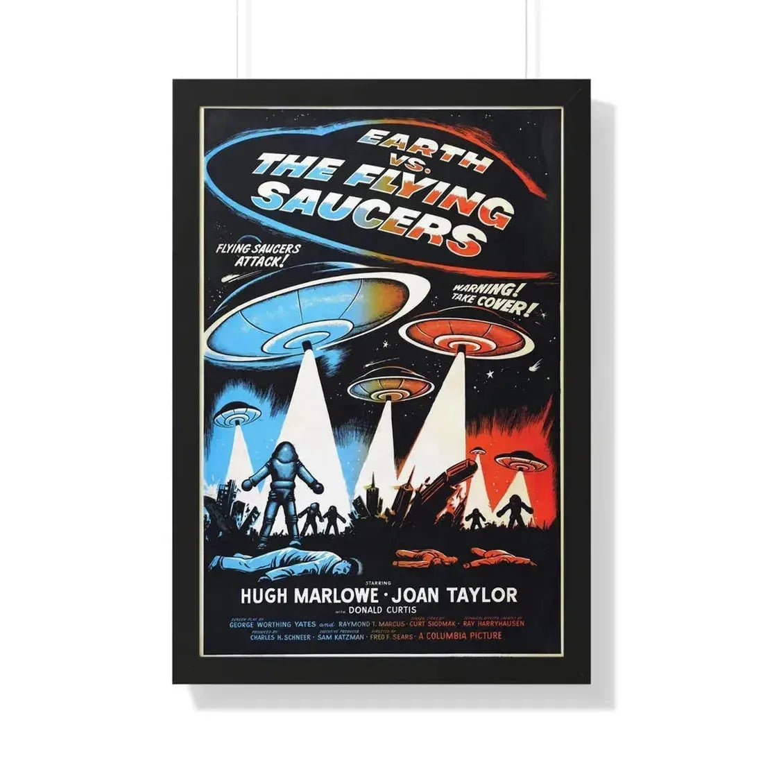 EARTH VS THE FLYING SAUCERS (2) 1956 - Framed Movie Poster 20" x 30" Black - The Sticker Space