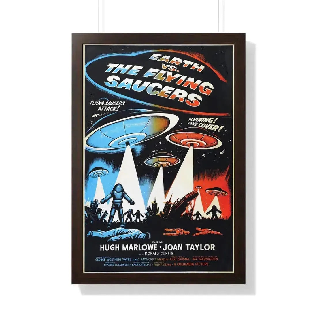EARTH VS THE FLYING SAUCERS (2) 1956 - Framed Movie Poster 20" x 30" Walnut - The Sticker Space