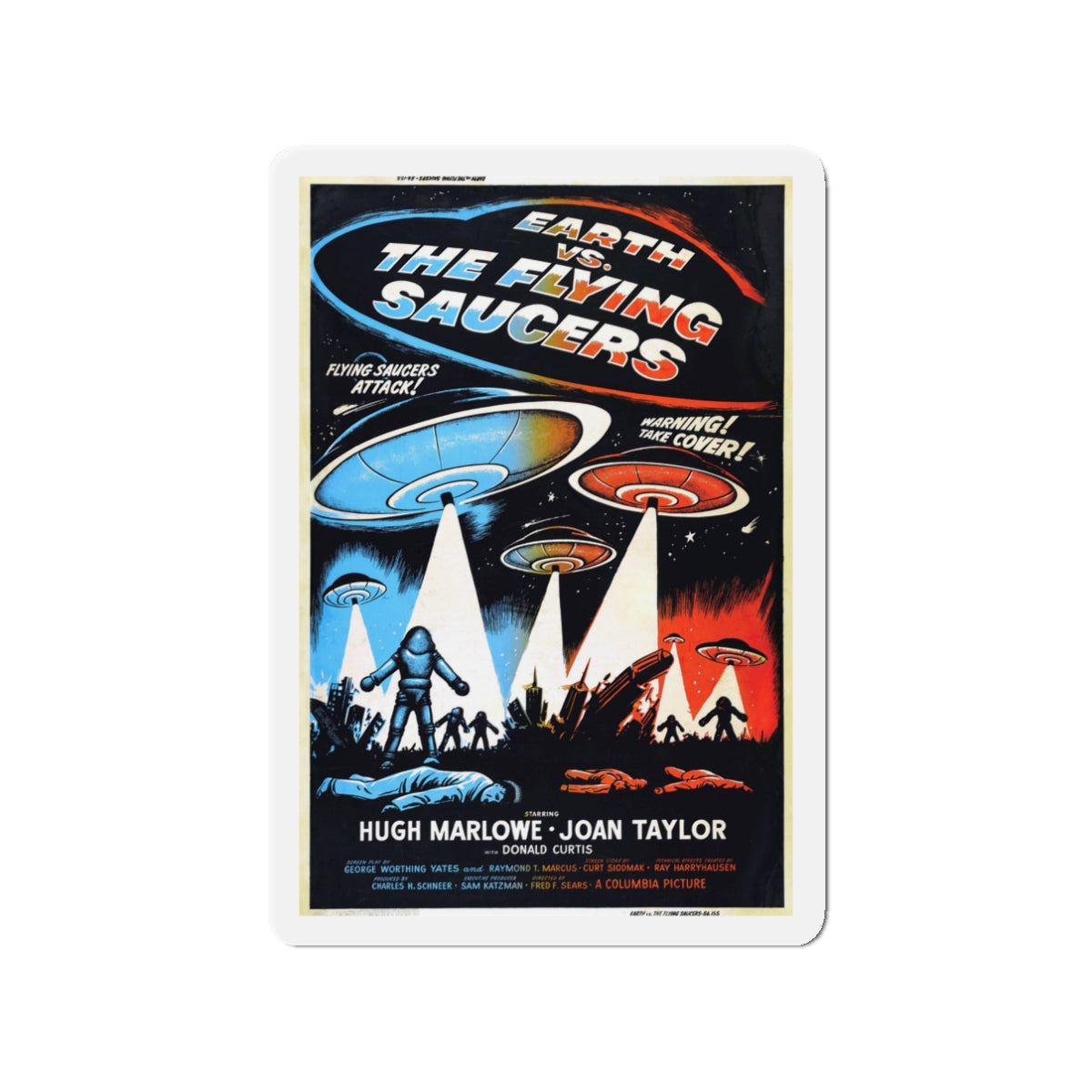 EARTH VS THE FLYING SAUCERS (2) 1956 Movie Poster - Die-Cut Magnet-3" x 3"-The Sticker Space