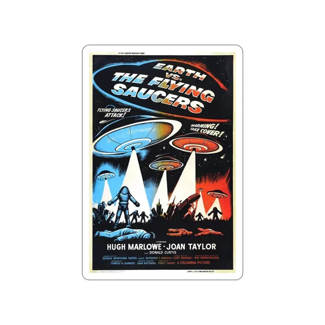 EARTH VS THE FLYING SAUCERS (2) 1956 Movie Poster STICKER Vinyl Die-Cut Decal 5 Inch - The Sticker Space