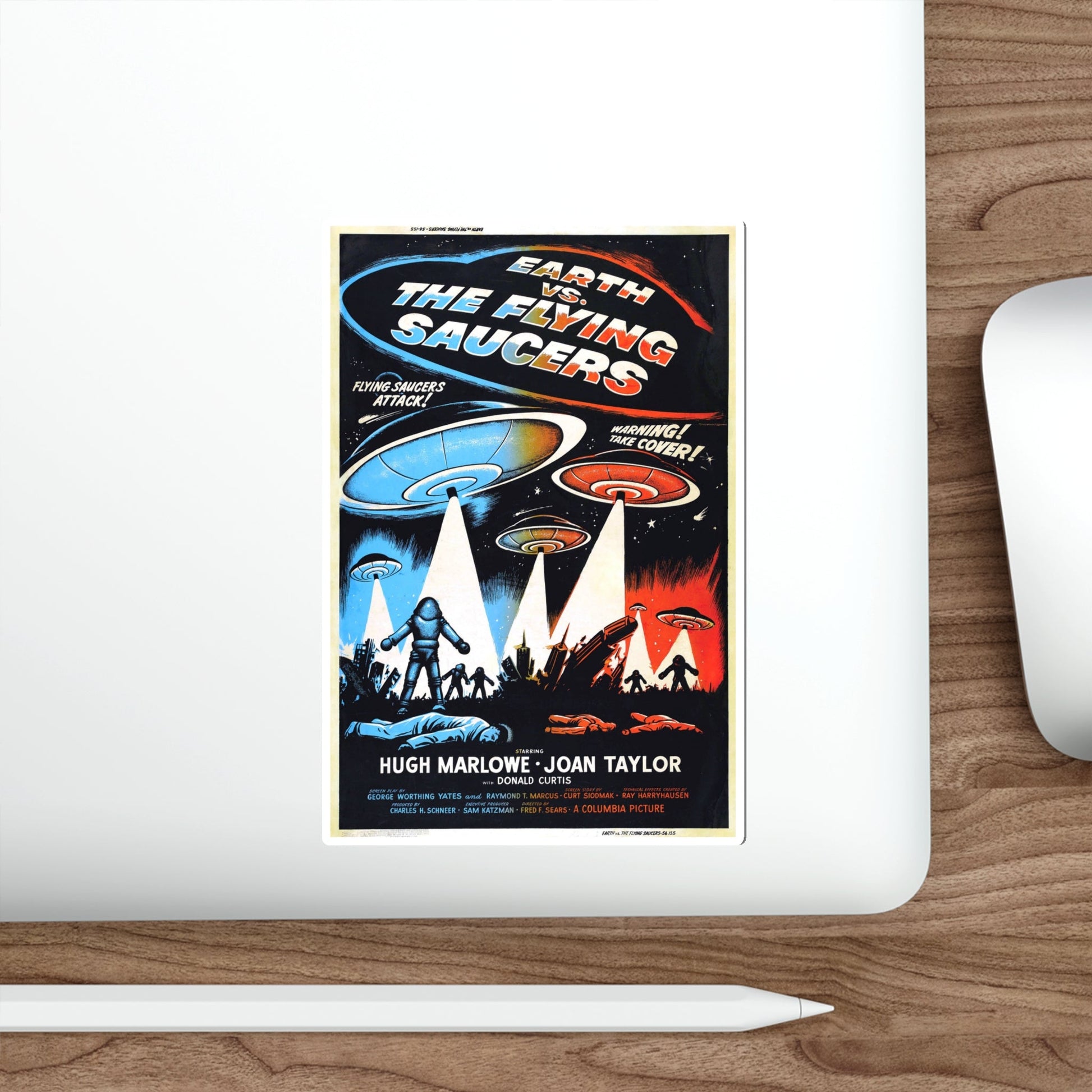 EARTH VS THE FLYING SAUCERS (2) 1956 Movie Poster STICKER Vinyl Die-Cut Decal-The Sticker Space