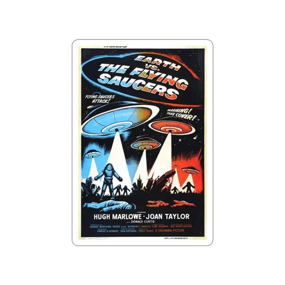 EARTH VS THE FLYING SAUCERS (2) 1956 Movie Poster STICKER Vinyl Die-Cut Decal - The Sticker Space
