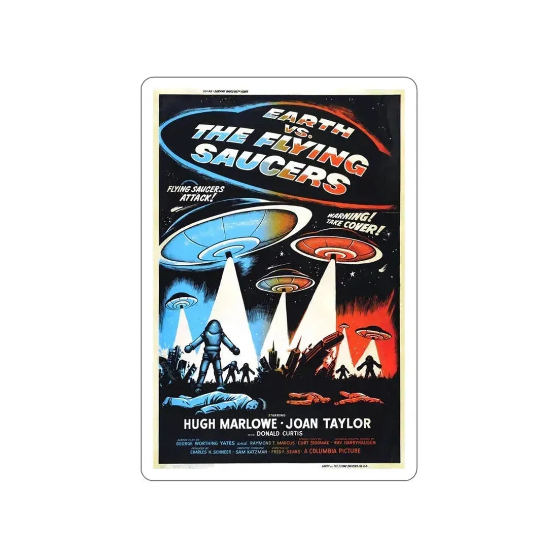 EARTH VS THE FLYING SAUCERS (2) 1956 Movie Poster STICKER Vinyl Die-Cut Decal - The Sticker Space