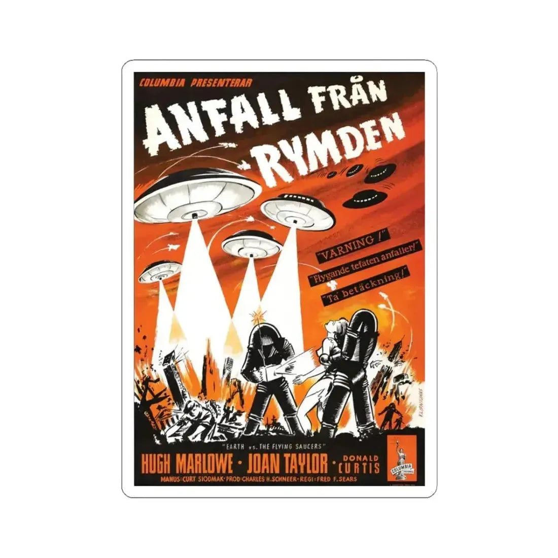 EARTH VS THE FLYING SAUCERS (3) 1956 Movie Poster - STICKER Vinyl Kiss-Cut Decal 3 Inch White - The Sticker Space