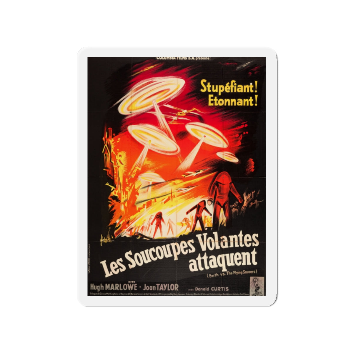 EARTH VS THE FLYING SAUCERS (FRENCH) 1956 Movie Poster - Die-Cut Magnet-2" x 2"-The Sticker Space