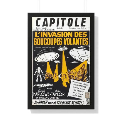 EARTH VS THE FLYING SAUCERS (FRENCH) 2 1956 - Framed Movie Poster 20" x 30" Black - The Sticker Space