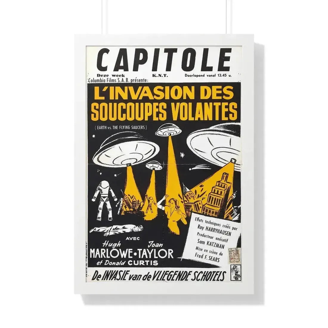 EARTH VS THE FLYING SAUCERS (FRENCH) 2 1956 - Framed Movie Poster 20" x 30" White - The Sticker Space