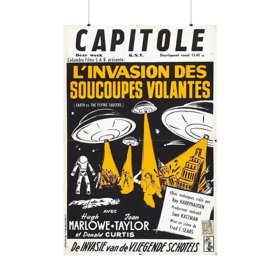 EARTH VS THE FLYING SAUCERS (FRENCH) 2 1956 - Paper Movie Poster 36" x 54" Matte - The Sticker Space