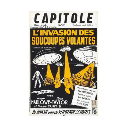 EARTH VS THE FLYING SAUCERS (FRENCH) 2 1956 - Paper Movie Poster - The Sticker Space