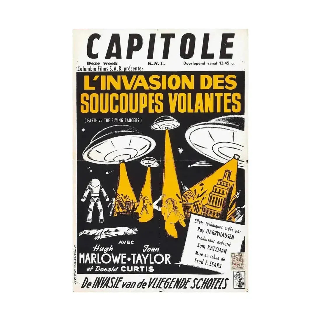 EARTH VS THE FLYING SAUCERS (FRENCH) 2 1956 - Paper Movie Poster - The Sticker Space