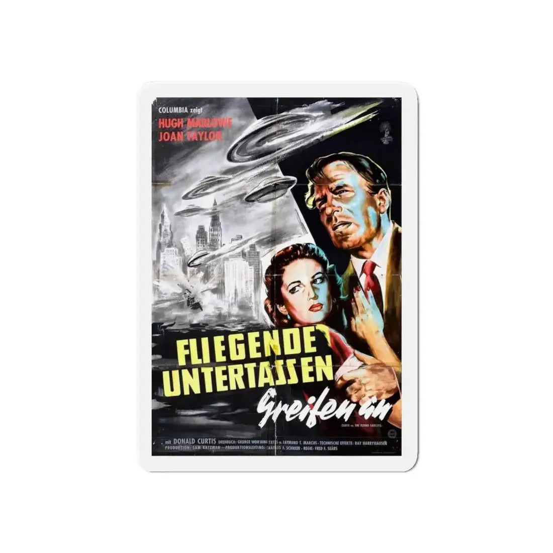 EARTH VS THE FLYING SAUCERS (GERMAN) 1956 Movie Poster - Refrigerator Magnet - The Sticker Space