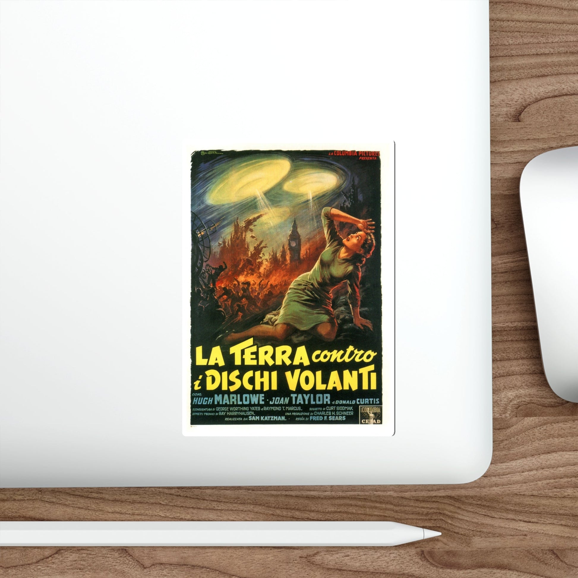 EARTH VS THE FLYING SAUCERS (ITALIAN) 1956 Movie Poster STICKER Vinyl Die-Cut Decal-The Sticker Space