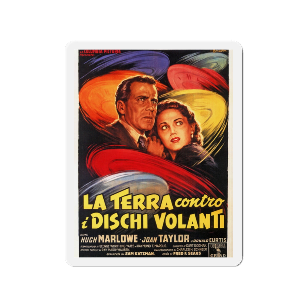 EARTH VS THE FLYING SAUCERS (ITALIAN) 2 1956 Movie Poster - Die-Cut Magnet-2" x 2"-The Sticker Space