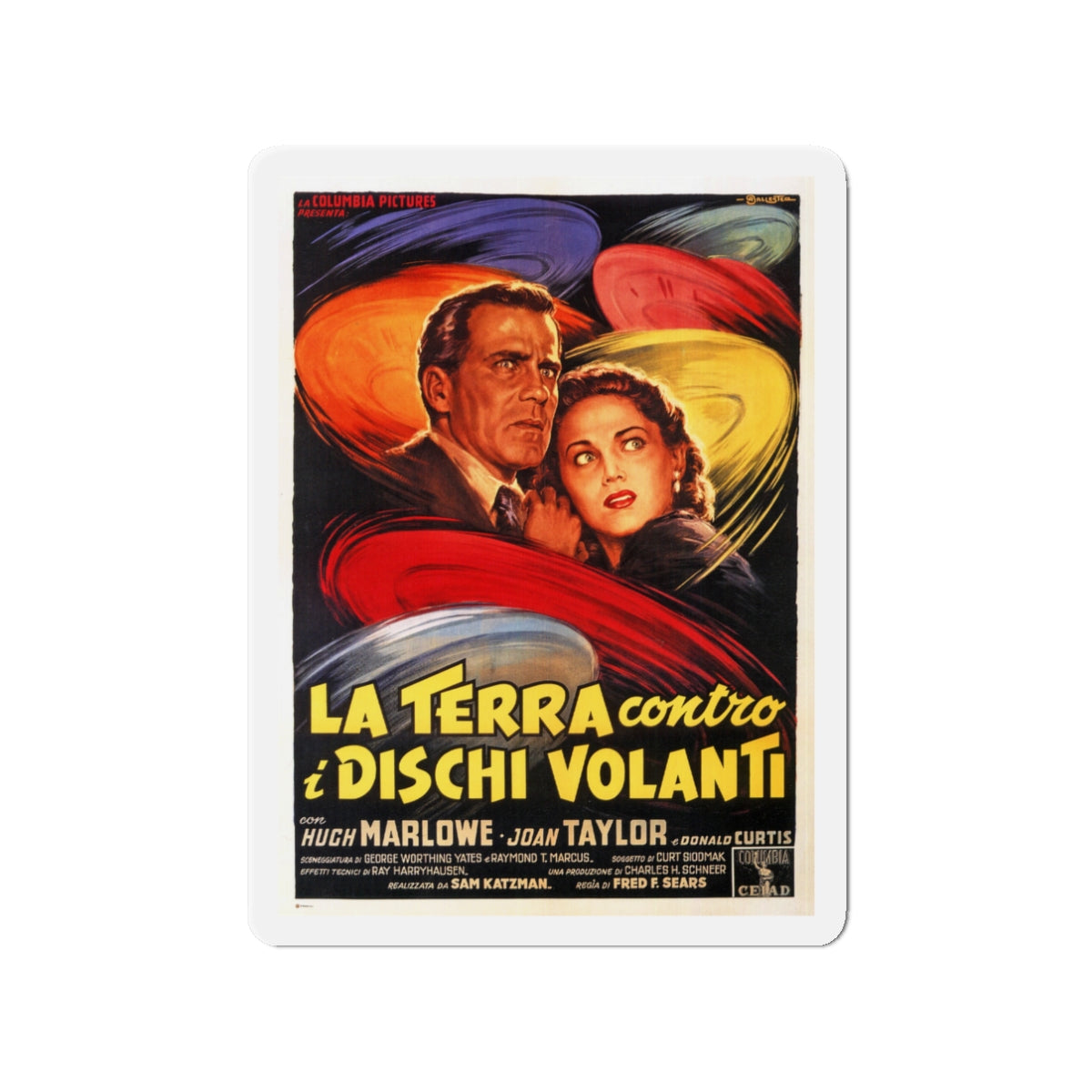 EARTH VS THE FLYING SAUCERS (ITALIAN) 2 1956 Movie Poster - Die-Cut Magnet-3" x 3"-The Sticker Space