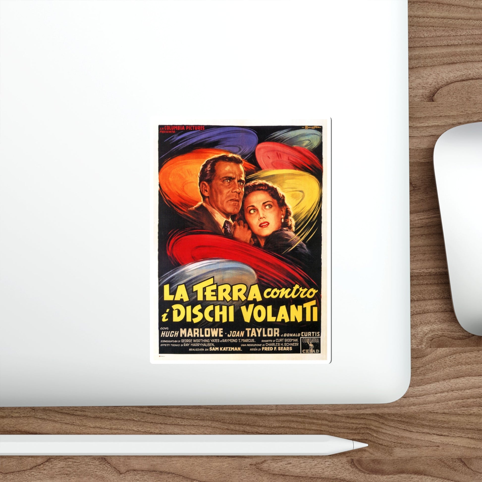 EARTH VS THE FLYING SAUCERS (ITALIAN) 2 1956 Movie Poster STICKER Vinyl Die-Cut Decal-The Sticker Space