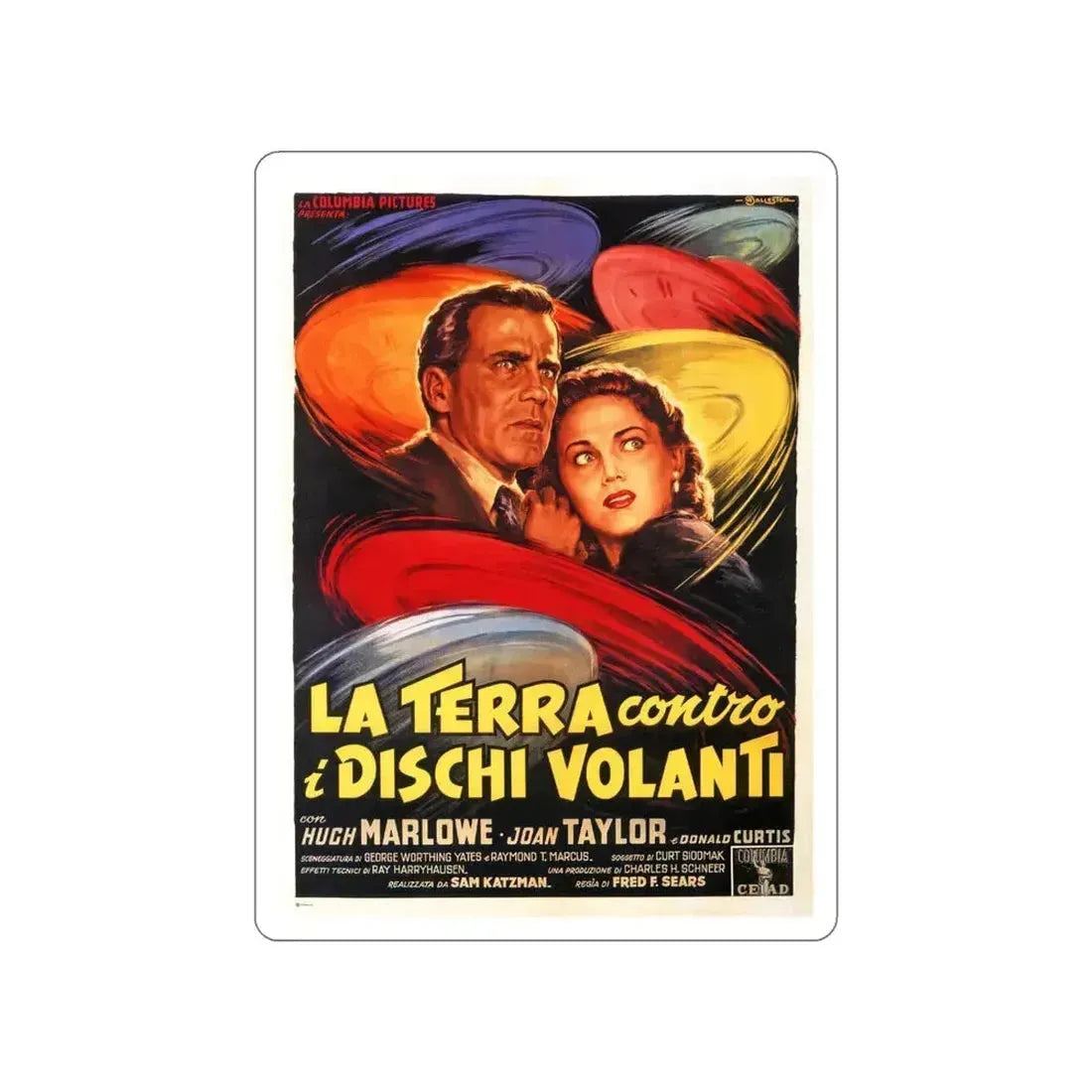 EARTH VS THE FLYING SAUCERS (ITALIAN) 2 1956 Movie Poster STICKER Vinyl Die-Cut Decal 5 Inch - The Sticker Space