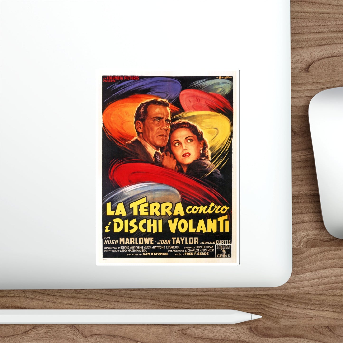 EARTH VS THE FLYING SAUCERS (ITALIAN) 2 1956 Movie Poster STICKER Vinyl Die-Cut Decal-The Sticker Space