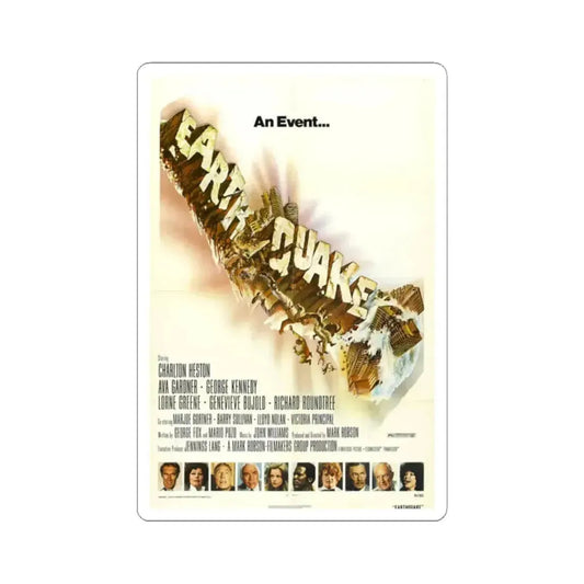 Earthquake 1974 Movie Poster - STICKER Vinyl Kiss-Cut Decal 2 Inch White - The Sticker Space