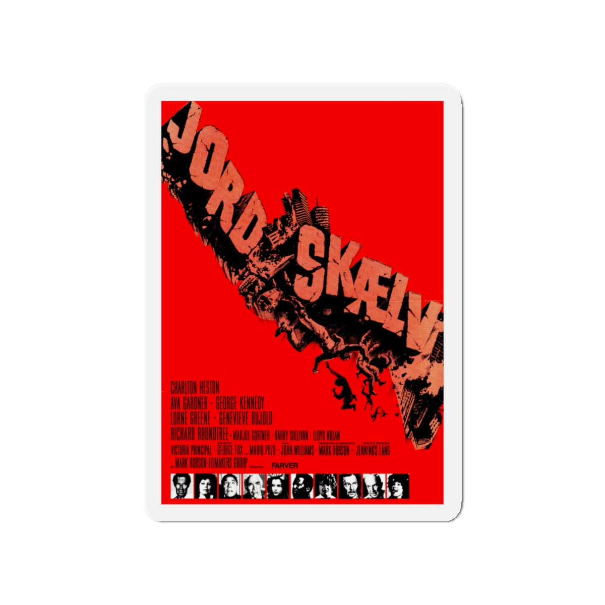 EARTHQUAKE! (DANISH) 1974 Movie Poster - Die-Cut Magnet-4" x 4"-The Sticker Space