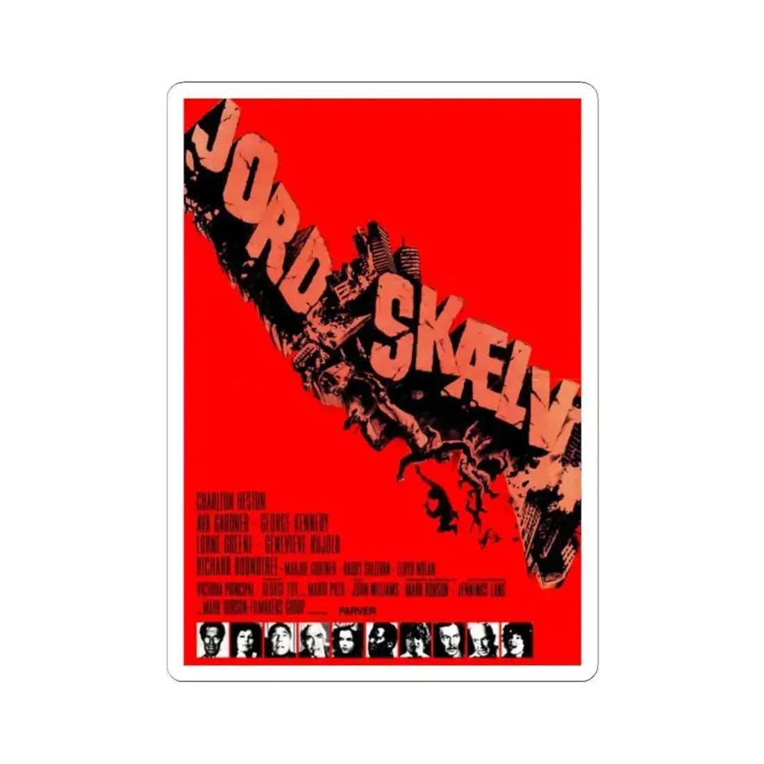 EARTHQUAKE! (DANISH) 1974 Movie Poster - STICKER Vinyl Kiss-Cut Decal 2 Inch White - The Sticker Space
