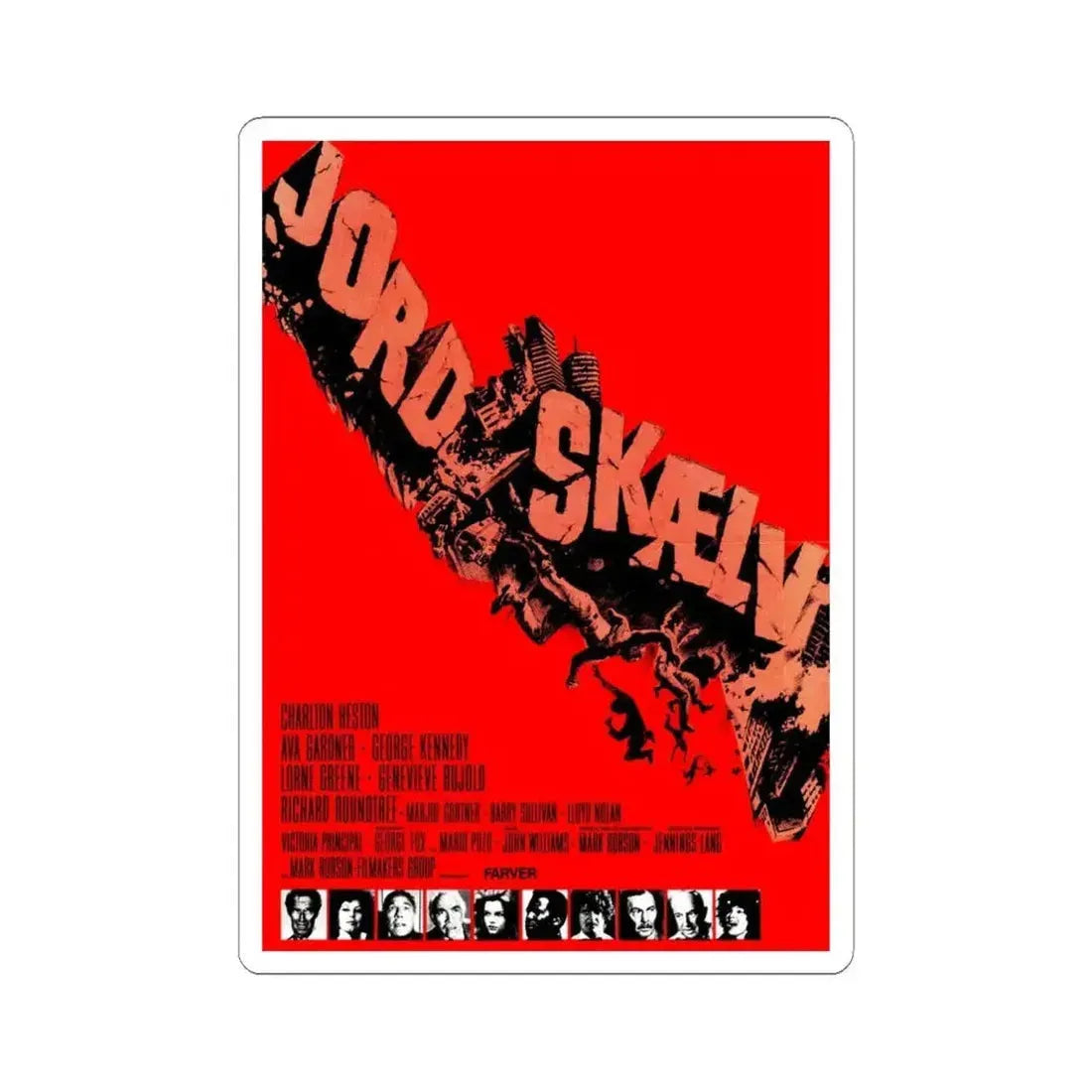 EARTHQUAKE! (DANISH) 1974 Movie Poster - STICKER Vinyl Kiss-Cut Decal 6 Inch White - The Sticker Space