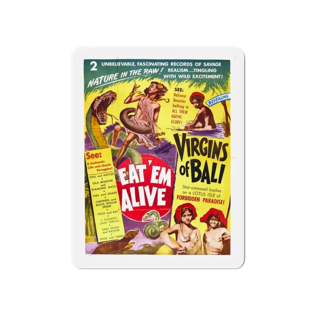 EAT'M ALIVE + VIRGINS OF BALI 1932 Movie Poster - Refrigerator Magnet 6 Inch - The Sticker Space