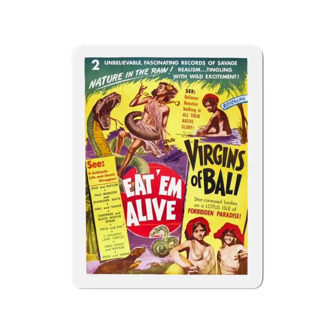 EAT'M ALIVE + VIRGINS OF BALI 1932 Movie Poster - Refrigerator Magnet - The Sticker Space