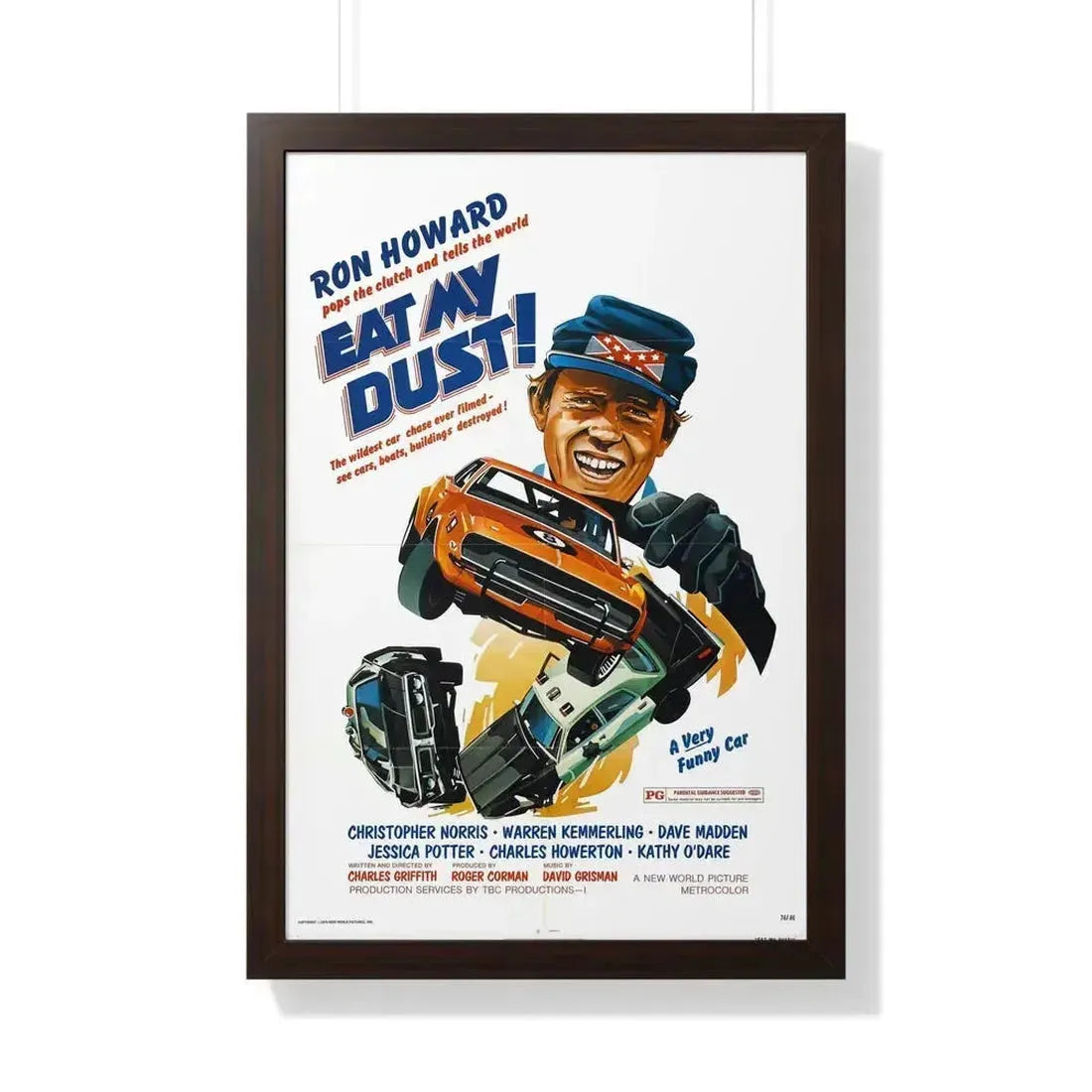 EAT MY DUST 1976 - Framed Movie Poster 20" x 30" Walnut - The Sticker Space