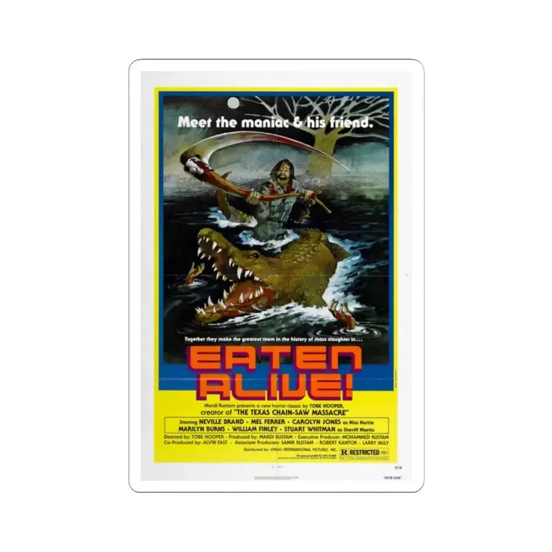 Eaten Alive 1976 Movie Poster - STICKER Vinyl Kiss-Cut Decal 2 Inch White - The Sticker Space