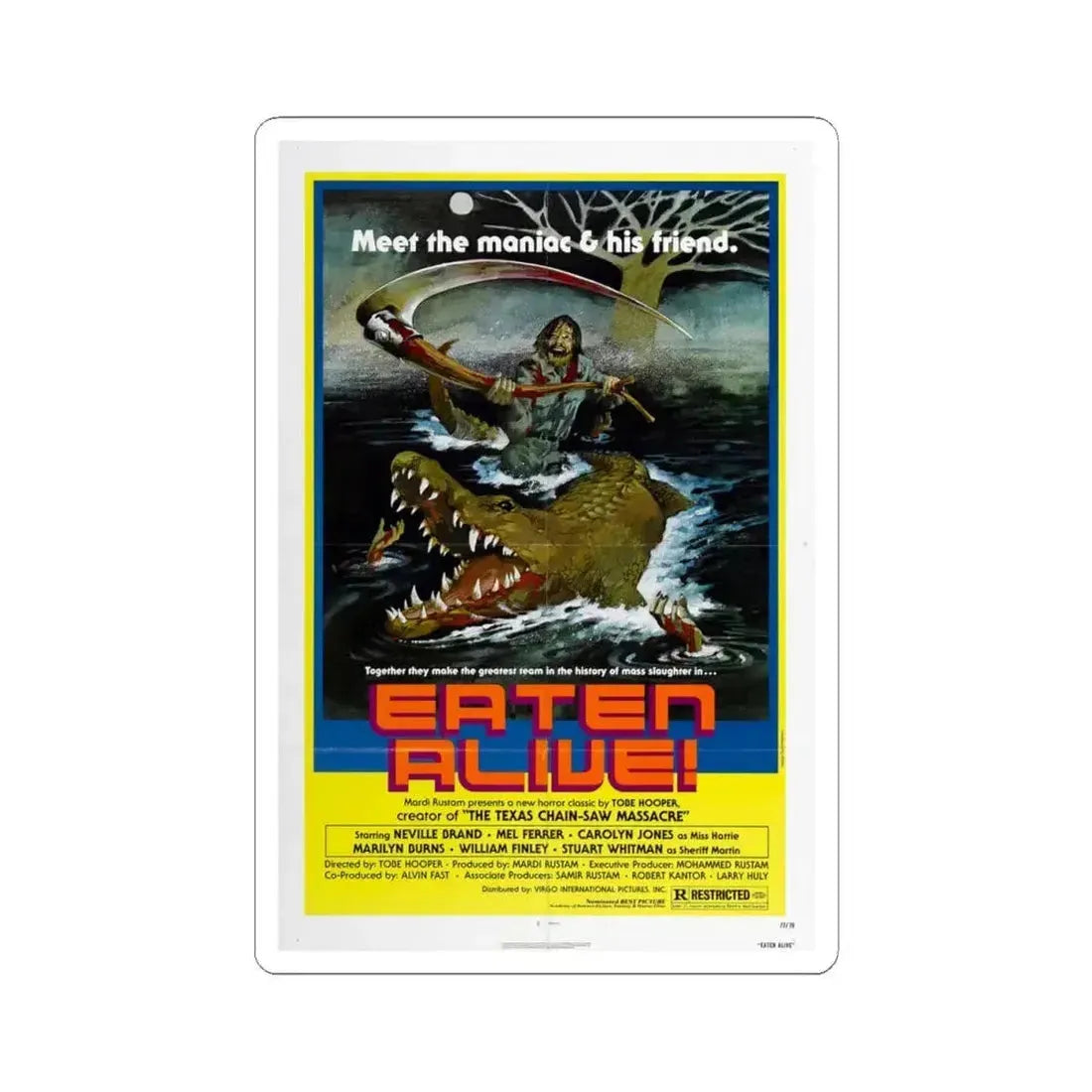 Eaten Alive 1976 Movie Poster - STICKER Vinyl Kiss-Cut Decal 4 Inch White - The Sticker Space