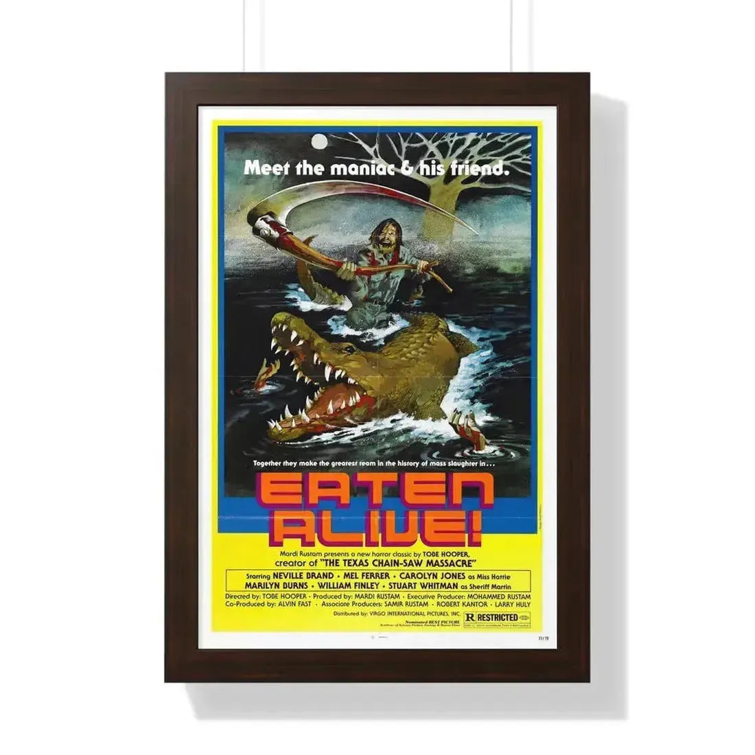EATEN ALIVE (DEATH TRAP) 1976 - Framed Movie Poster 16″ x 24″ Walnut - The Sticker Space