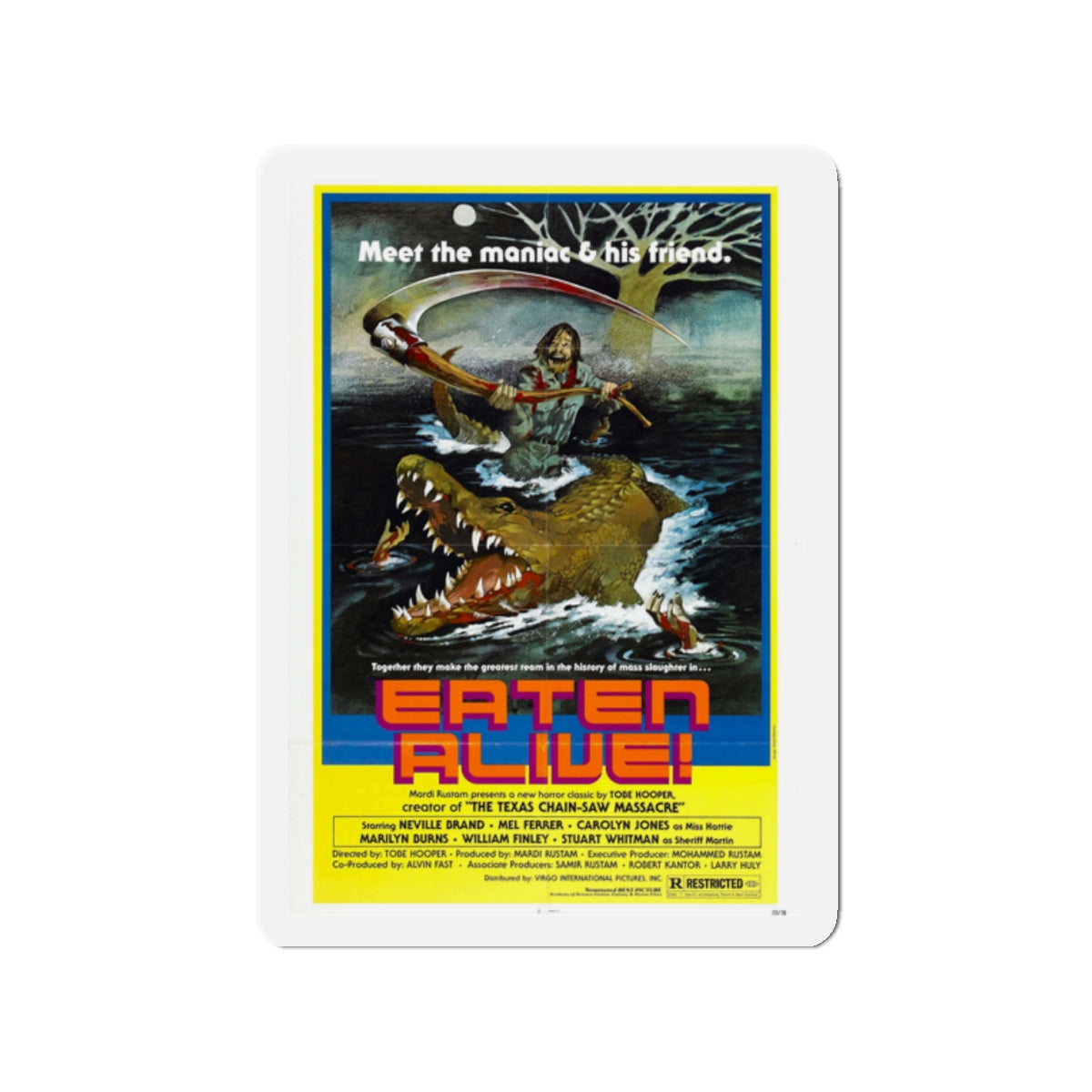 EATEN ALIVE (DEATH TRAP) 1976 Movie Poster - Die-Cut Magnet-2" x 2"-The Sticker Space