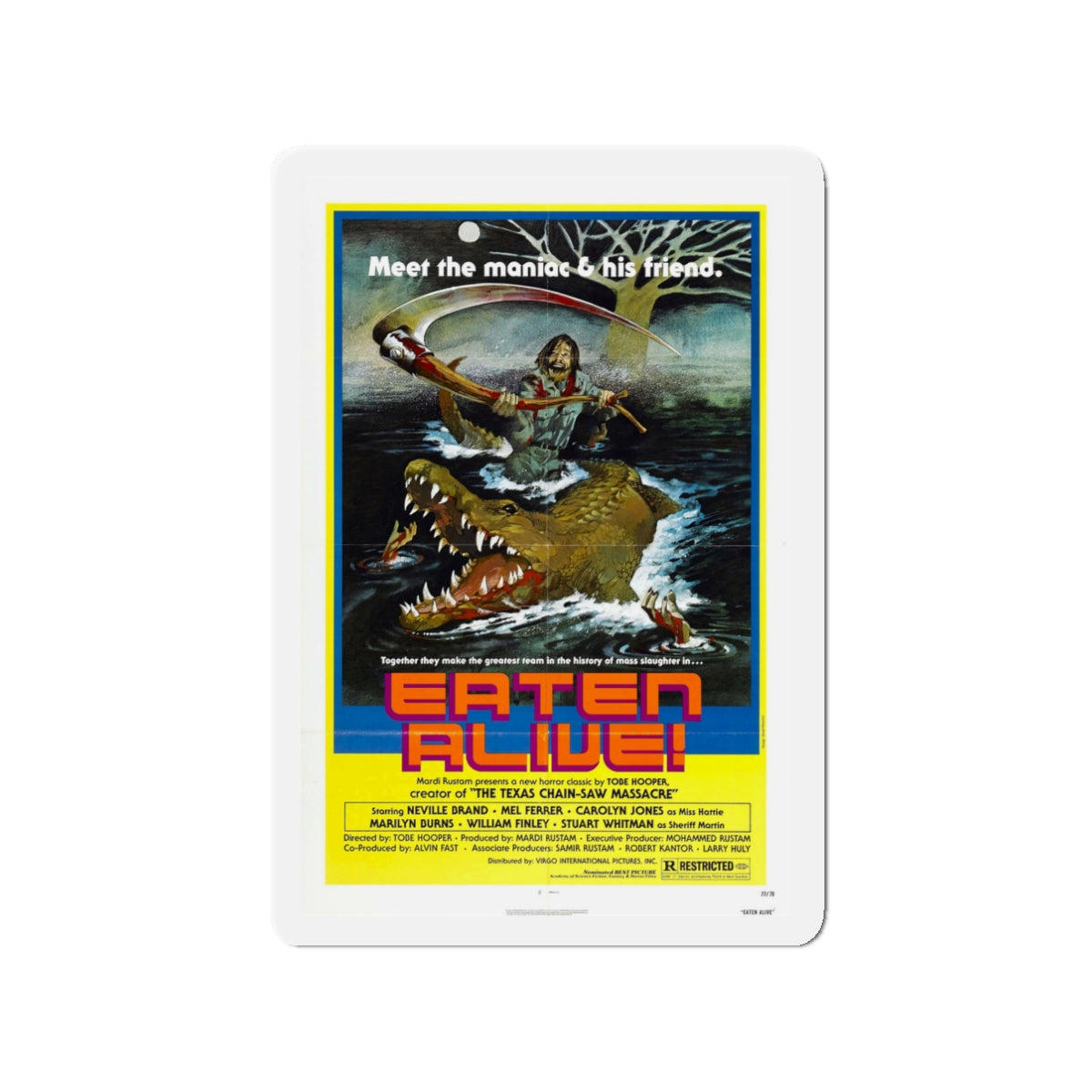 EATEN ALIVE (DEATH TRAP) 1976 Movie Poster - Die-Cut Magnet-3" x 3"-The Sticker Space