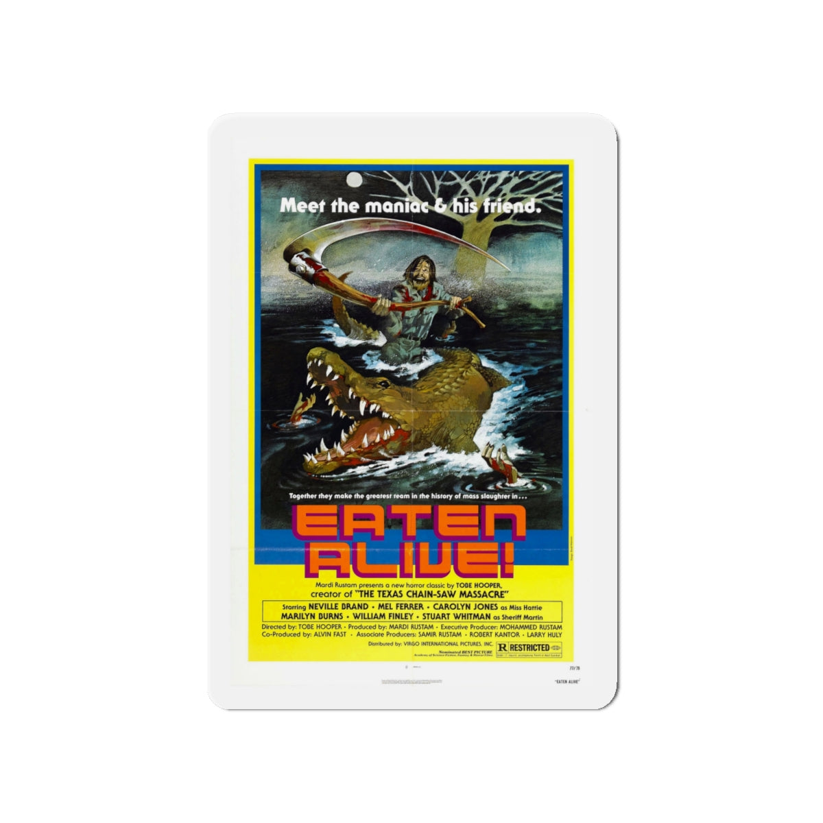 EATEN ALIVE (DEATH TRAP) 1976 Movie Poster - Die-Cut Magnet-4" x 4"-The Sticker Space