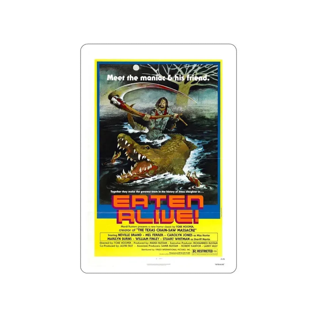 EATEN ALIVE (DEATH TRAP) 1976 Movie Poster STICKER Vinyl Die-Cut Decal 4 Inch - The Sticker Space