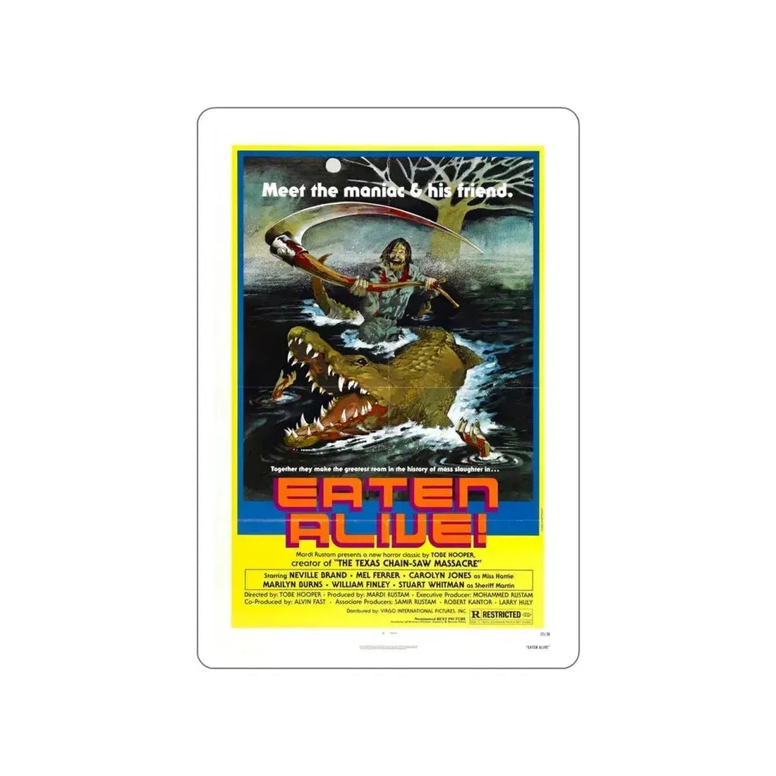EATEN ALIVE (DEATH TRAP) 1976 Movie Poster STICKER Vinyl Die-Cut Decal 5 Inch - The Sticker Space