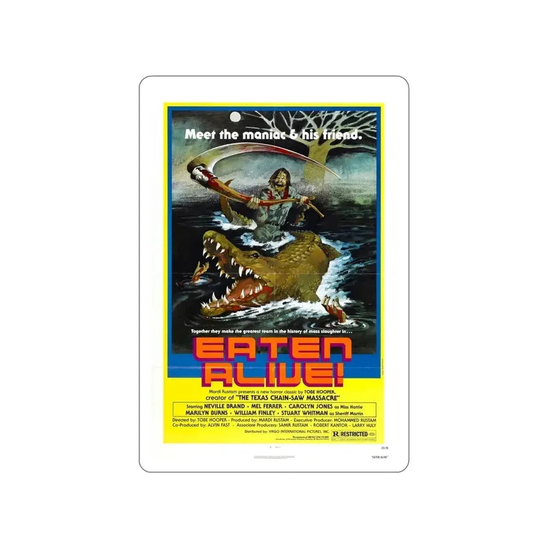 EATEN ALIVE (DEATH TRAP) 1976 Movie Poster STICKER Vinyl Die-Cut Decal - The Sticker Space