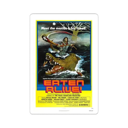 EATEN ALIVE (DEATH TRAP) 1976 Movie Poster - STICKER Vinyl Kiss-Cut Decal 2 Inch White - The Sticker Space