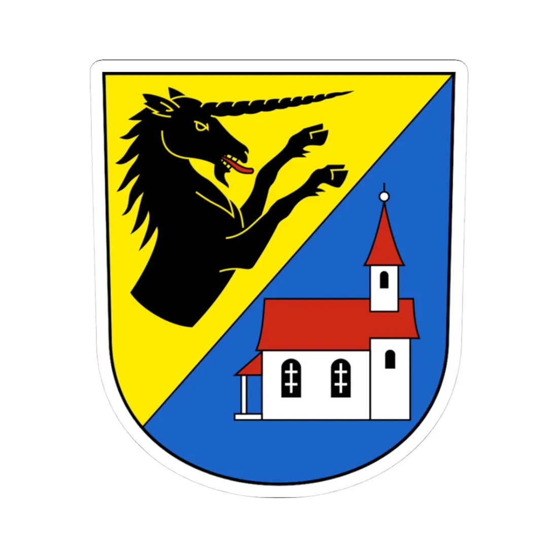 EbnatKappel-blazon (Switzerland) (Coat of Arms) STICKER Vinyl Kiss-Cut Decal 3 Inch White - The Sticker Space