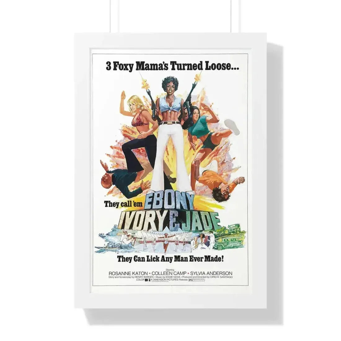 EBONY, IVORY & JADE 1976 - Framed Movie Poster 16″ x 24″ White - The Sticker Space