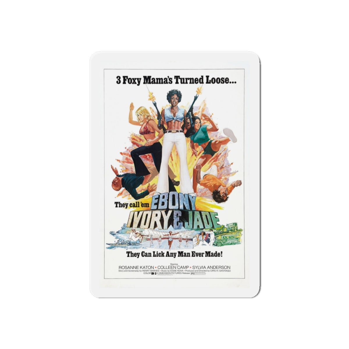 EBONY, IVORY & JADE 1976 Movie Poster - Die-Cut Magnet-6 × 6"-The Sticker Space