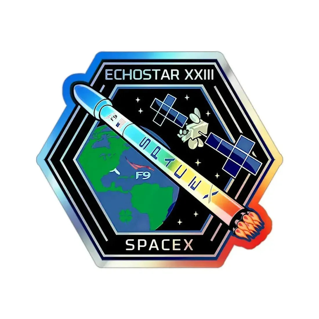 EchoStar 23 (SpaceX) Holographic STICKER Die-Cut Vinyl Decal 2 Inch Holographic - The Sticker Space