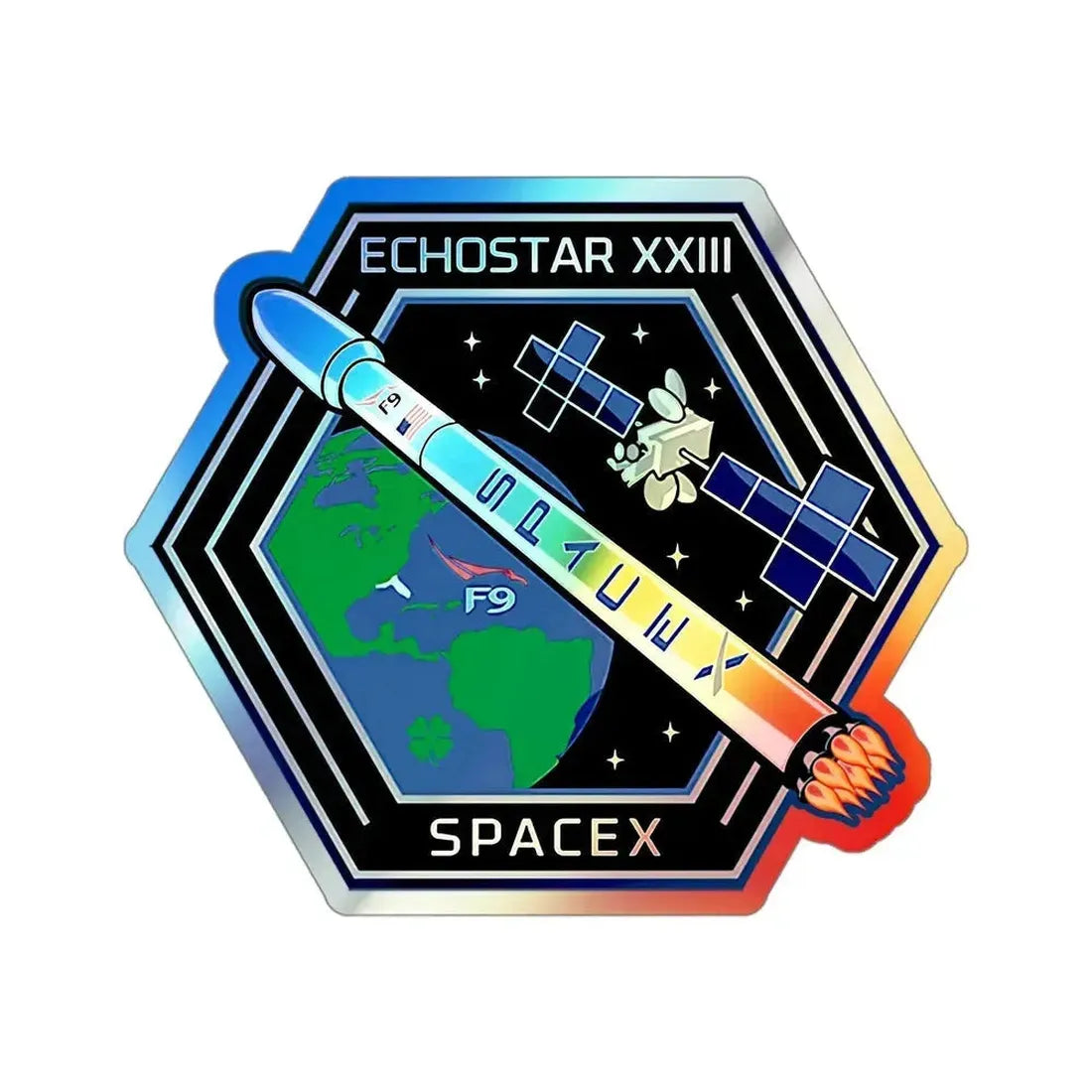 EchoStar 23 (SpaceX) Holographic STICKER Die-Cut Vinyl Decal 4 Inch Holographic - The Sticker Space