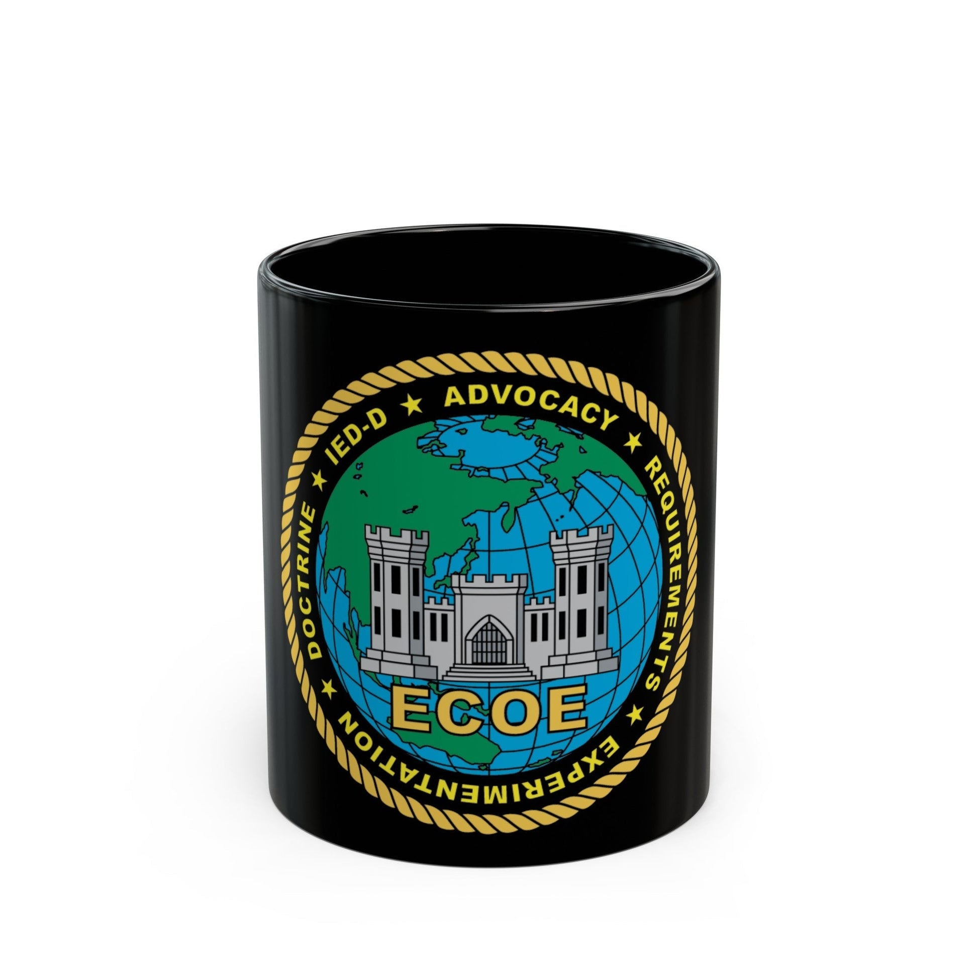 ECOE Engineer Center of Excellence (USMC) Black Coffee Mug-11oz-The Sticker Space