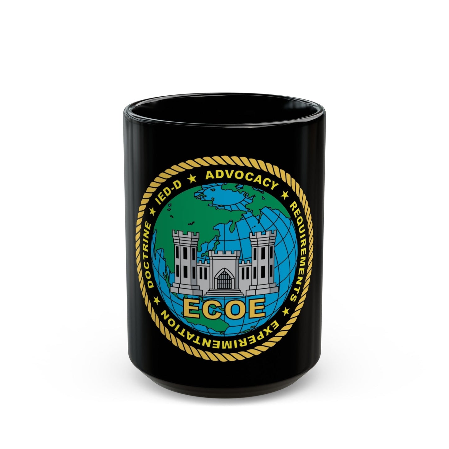 ECOE Engineer Center of Excellence (USMC) Black Coffee Mug-15oz-The Sticker Space