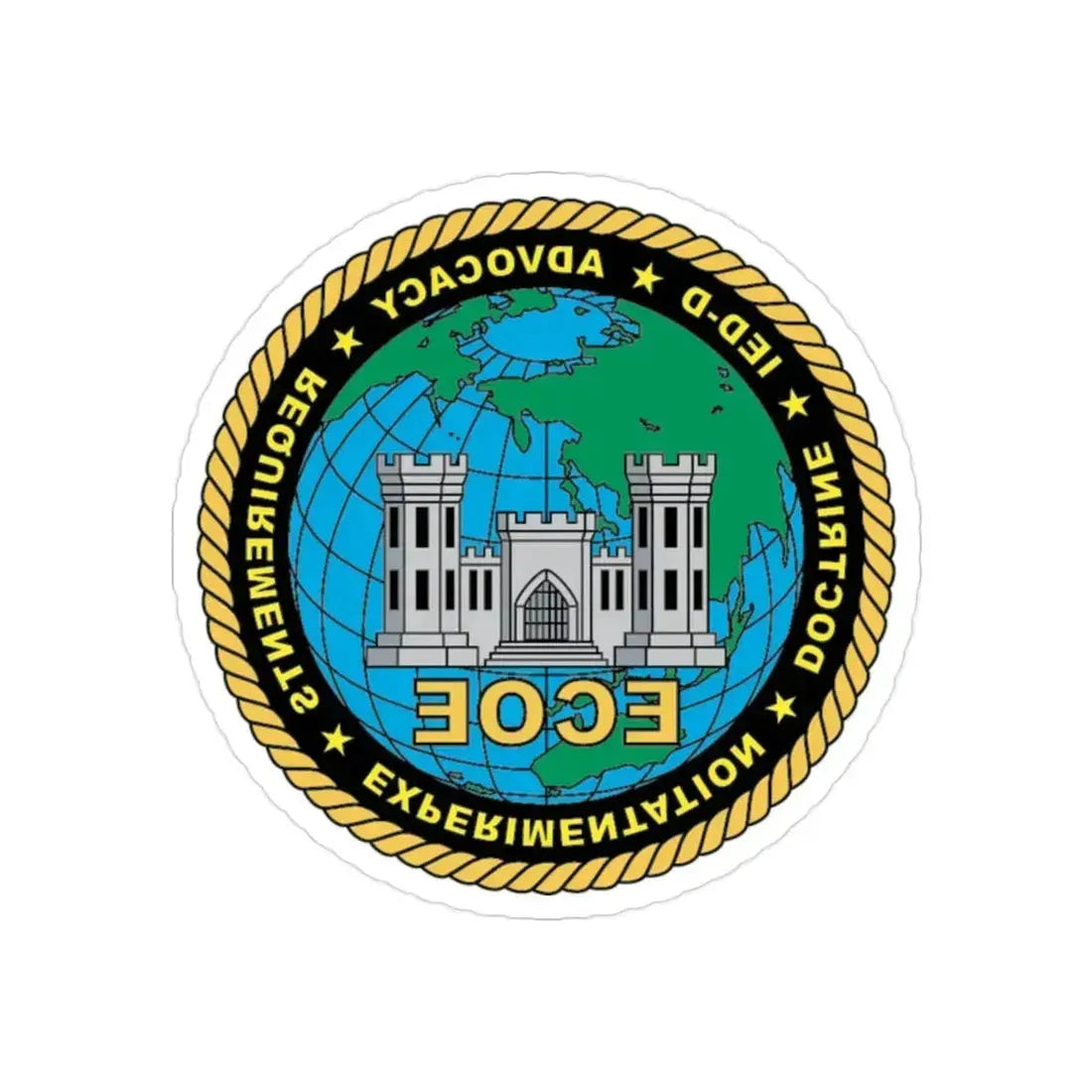 ECOE Engineer Center of Excellence (USMC) REVERSE PRINT Transparent Die-Cut STICKER 2 Inch Die-Cut Transparent - The Sticker Space