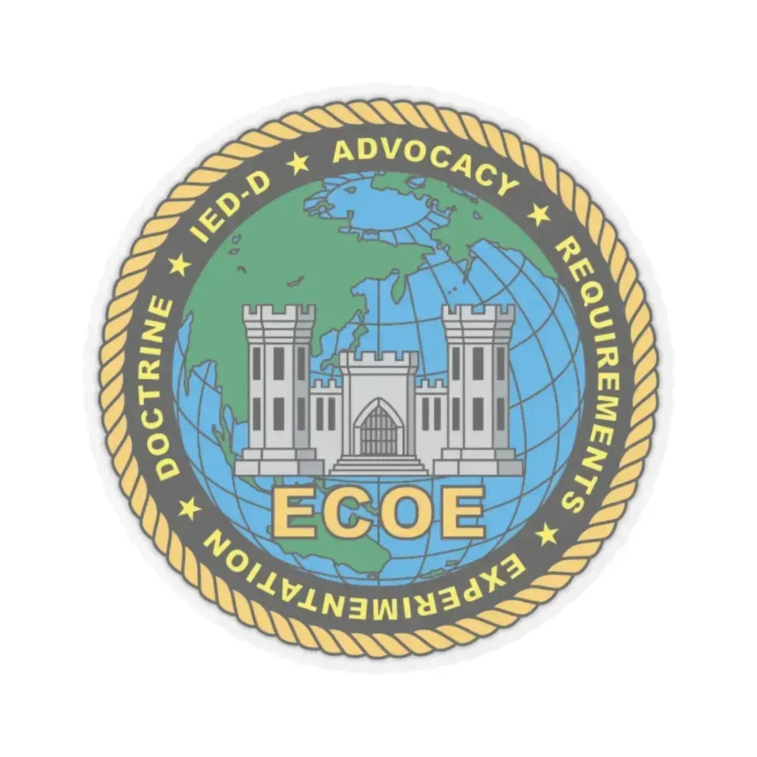 ECOE Engineer Center of Excellence (USMC) STICKER Vinyl Kiss-Cut Decal 4 Inch Transparent - The Sticker Space